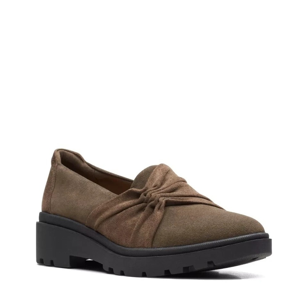 Clarks Womens Calla Style Green Suede‎ Casual Dress Loafer Shoes 5 M NEW